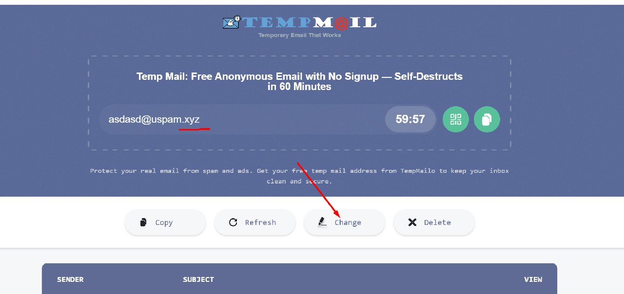 Registration with temporary email